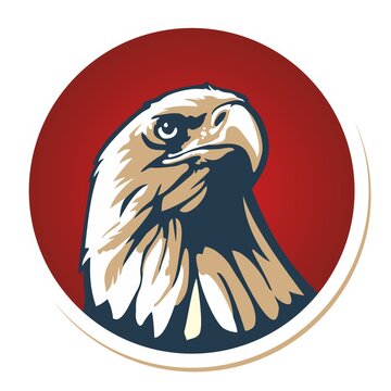 Bald Eagle In Red Circle Vector Illustration
