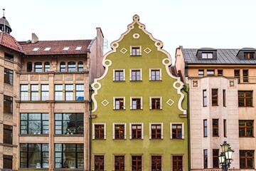 Old houses in the European city, Amsterdam tourism