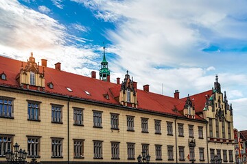 Fototapeta premium Beautiful colorful facades of antique building at Wroclaw, Poland 