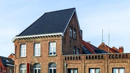 Old houses in the European city, Amsterdam tourism