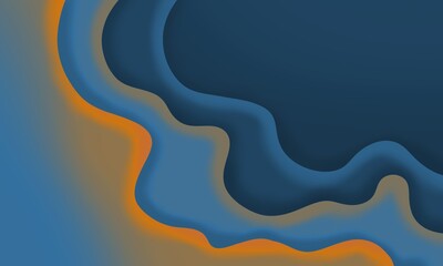 Wavy shapes, lines, curvilinear multicolored stripes. Abstract rectangular background. Colored paper effect with shadows.