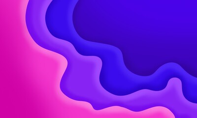 Wavy shapes, lines, curvilinear multicolored stripes. Abstract rectangular background. Colored paper effect with shadows.