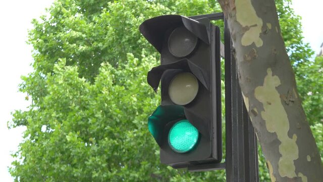 Pedestrian street lights in 4k slow motion 60fps
