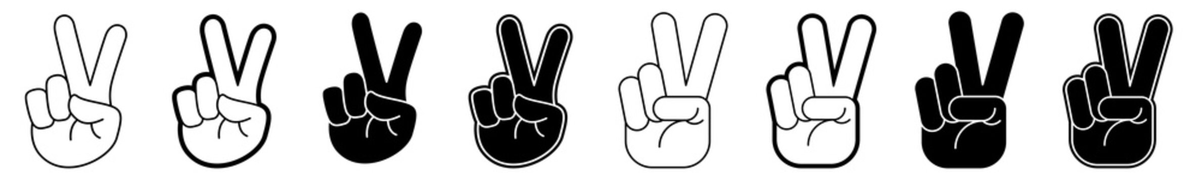 Peace Sign Icon Peace Sign Victory Hand Set | Peace Signs Symbol Vector Illustration Logo | Peace Sign V Peace Sign Fingers Isolated Collection
