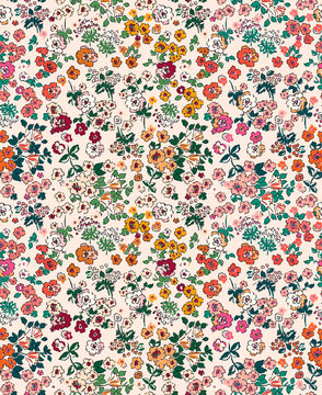 Floral liberty pattern. Plant background for fashion, tapestries, prints. Modern floral design