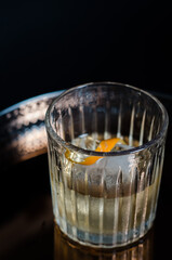 glass coktail on black background