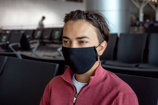 Man Traveller Wearing Mask In Airport