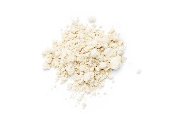 Fototapeta na wymiar dry wasabi powder isolated on a white background. above view