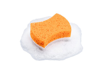 bath sponge with gel foam isolated on white background. spa skin care concept