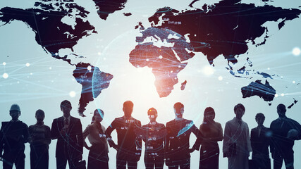 Global communication network concept. Worldwide business. Human resources. - obrazy, fototapety, plakaty