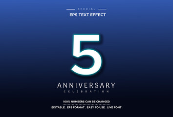 Editable text style effect with 5th anniversary numbers