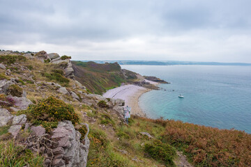 Fototapeta na wymiar Atlantic coast and cape of Erquy, English channel, Bretagne in northwestern France