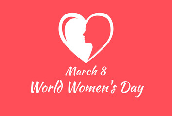 pink world women's day background design. illustration of a woman's head.