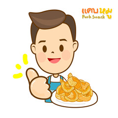 
Cartoon Thai Pork Snack in Thai Language it mean “Thai Pork Snack”
