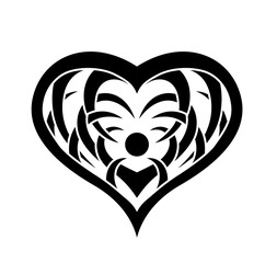 Black and White Heart Shape Abstract Tattoo Design - Floral