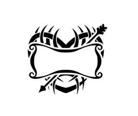 Black and White Heart Shape Abstract Tattoo Design - Floral