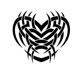 Black and White Heart Shape Abstract Tattoo Design - Floral