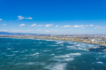 【神奈川県】江の島から望む湘南 鵠沼海岸