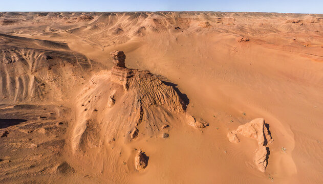 Aerial view of the Gobi Desert, Mongolia.