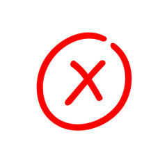 Obraz premium Cross mark inside a circle, red letter x icon, wrong mark illustration - Vector