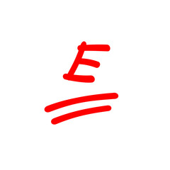 Fototapeta premium Letter E grade mark, red color test score illustration - Vector