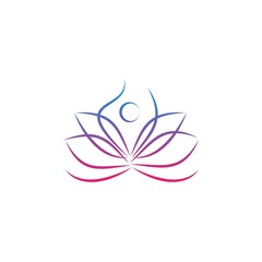 Yoga logo abstract design vector template. Lotus pose icon logo illustration.