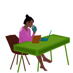 Work from home woman with laptop vector illustration