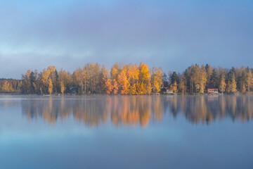 Beautiful autumn lake landscape