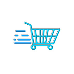 Shopping cart icon, flat graphic design template, trolley symbol, shop sign, vector illustration