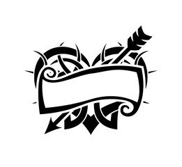 Obraz premium Black and White Classic Tribal Abstract Tattoo Heart