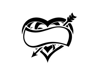 Black and White Classic Tribal Abstract Tattoo Heart