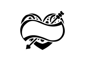 Black and White Classic Tribal Abstract Tattoo Heart
