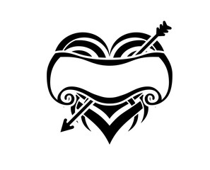 Black and White Classic Tribal Abstract Tattoo Heart