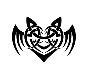 Black and White Classic Tribal Abstract Tattoo Heart