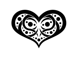 Black and White Classic Tribal Abstract Tattoo Heart