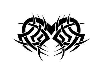 Black and White Classic Tribal Abstract Tattoo Heart