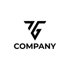 Triangle initial letter TG logo design template