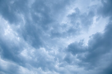 Close-up of landscape of dark clouds in the sky before storm