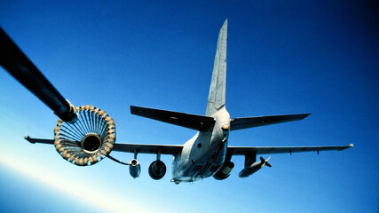 Airplane navy jet refueling in flight
