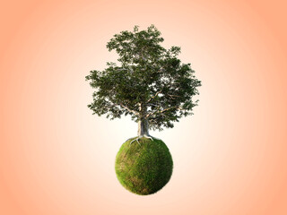 Beautiful trees isolated conceptual mini floating globe with diversity in natural landscapes and environments