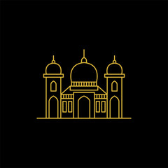 mosque vector illustration. mosque Islamic symbol for Ramadan Kareem sign. mosque modern building. line art style