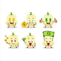 Patisson cartoon character with cute emoticon bring money