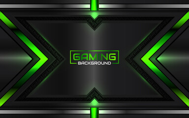 Abstract futuristic black and green gaming background with modern esport shapes. Vector design template technology concept can use element game banner, sport poster, cyber wallpaper, web, advertising