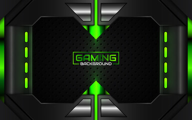 Abstract futuristic black and green gaming background with modern esport shapes. Vector design template technology concept can use element game banner, sport poster, cyber wallpaper, web, advertising