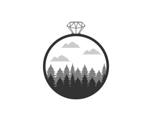 Forest scenery in the ring jewelry shape