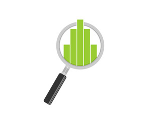 Magnifying glass with chart growth up inside