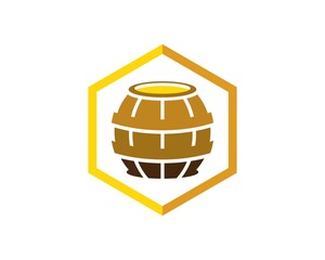 Hexagonal shape with honey barrel inside