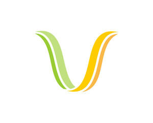 V Letter with green and yellow swoosh