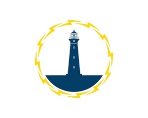 Circular lightning with simple lighthouse inside