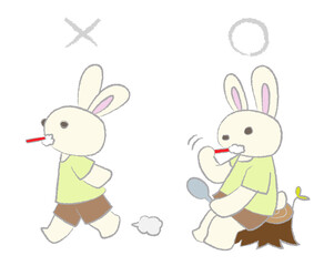 はみがきするウサギ